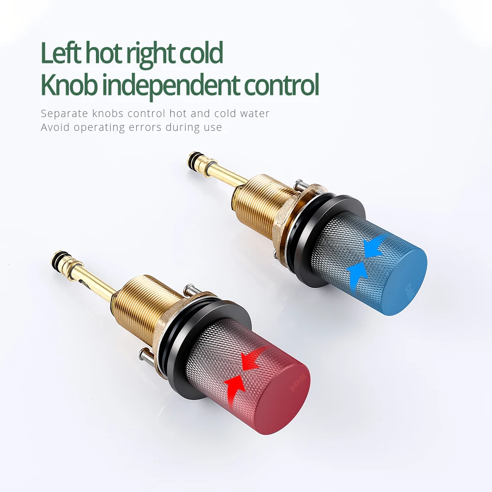 Imagem -04 - Torneira de Bacia de Metal Quente e Fria Alças Serrilhadas Torneira de Pia Instalada Misturador Montado em Deck Peças de Torneira de Banheiro de Latão