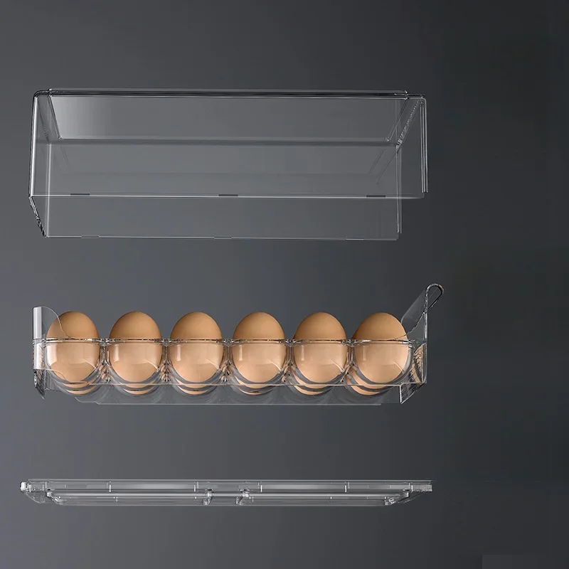 Drawer-type Egg Box Food-Grade Egg Organizer Stackable Fresh-keeping Box Egg Basket Kitchen Fridge 12/18Grid Egg Holder Shelf