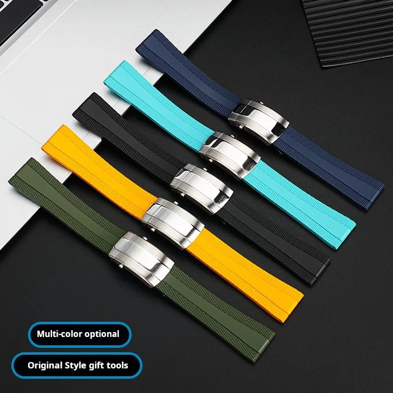 22x18mm Fluororubber Watch band for Breitling Avengers Mechanical B01 Timing Super Ocean Watch strap Folding Buckle bracelet men