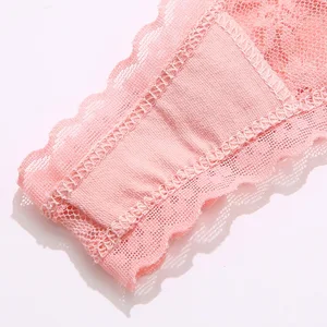 مثير الدانتيل ثونغ سراويل للنساء سيور الأزهار الشفافة الخصر منخفض الخصر المرأة ثونغ النساء الملابس الداخلية الملابس الداخلية M-XL 3pcs أفضل 10 ملابس مثيرة شفافة مبيعا - No5