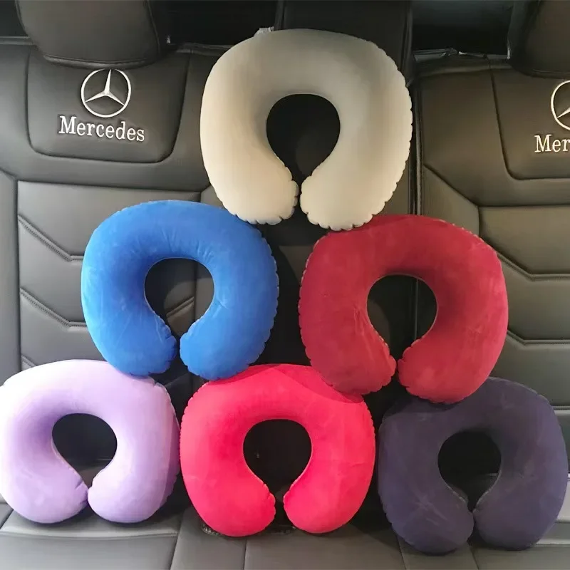 Travel Inflatable C-shaped Pillow for Car Airplane, Portable U-shaped PVC Plush Neck Pillow gallery 3