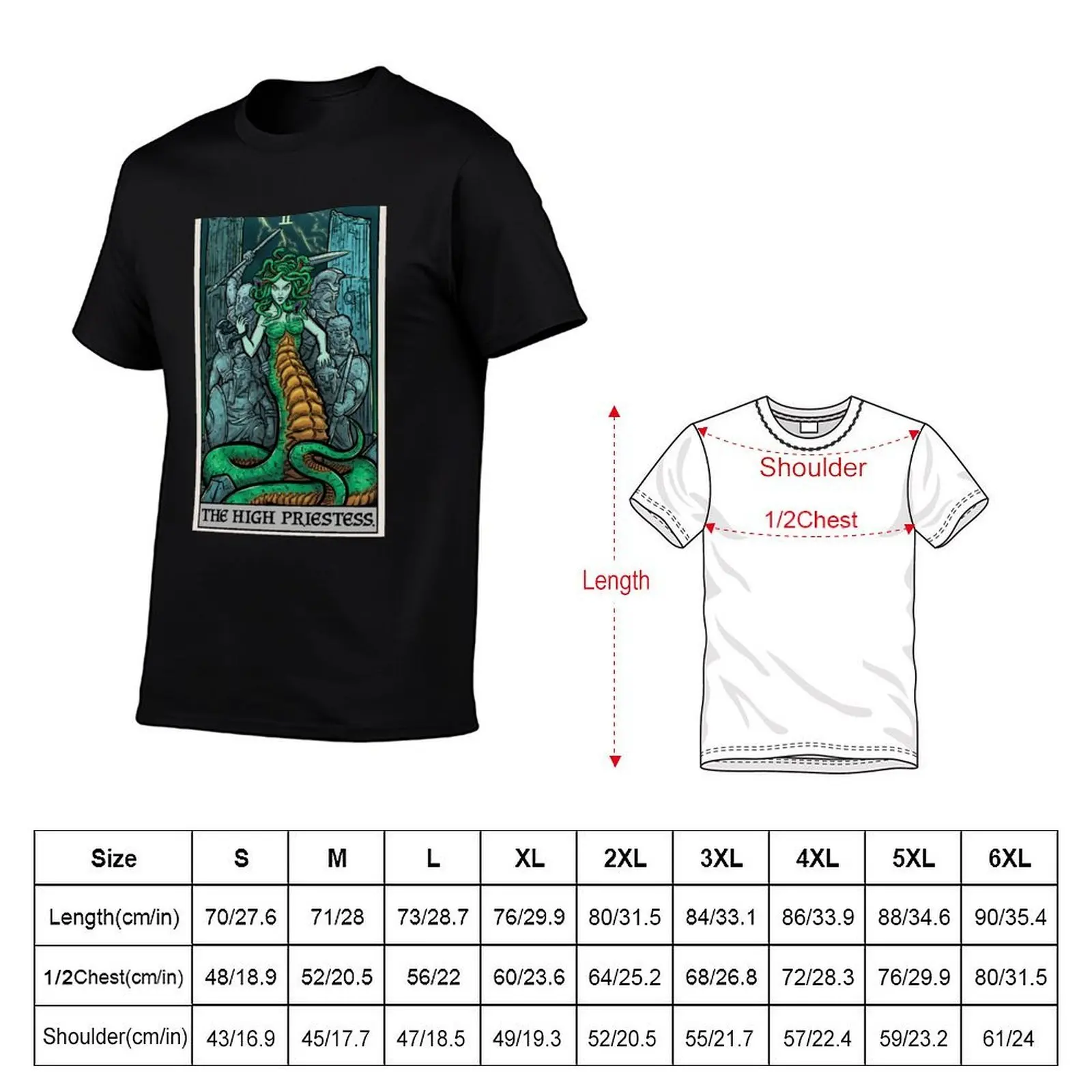 The High Priestess Tarot Card Medusa Greek Mythology Gorgon Horror T-Shirt Short sleeve tee affliction shirts mens t shirt
