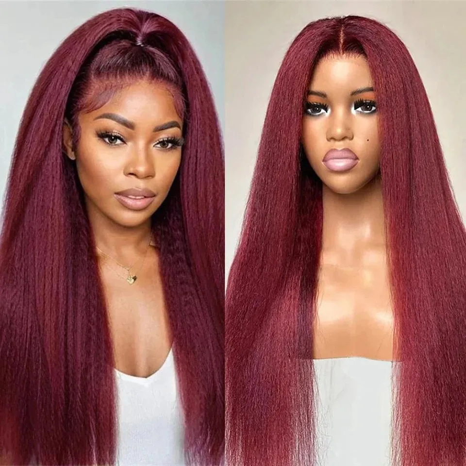 30 40 Inch 99j burgundy 13x6 Transparent Lace Frontal Wig 13x4 Lace Front Human Hair Straight Brazilian For Black Women