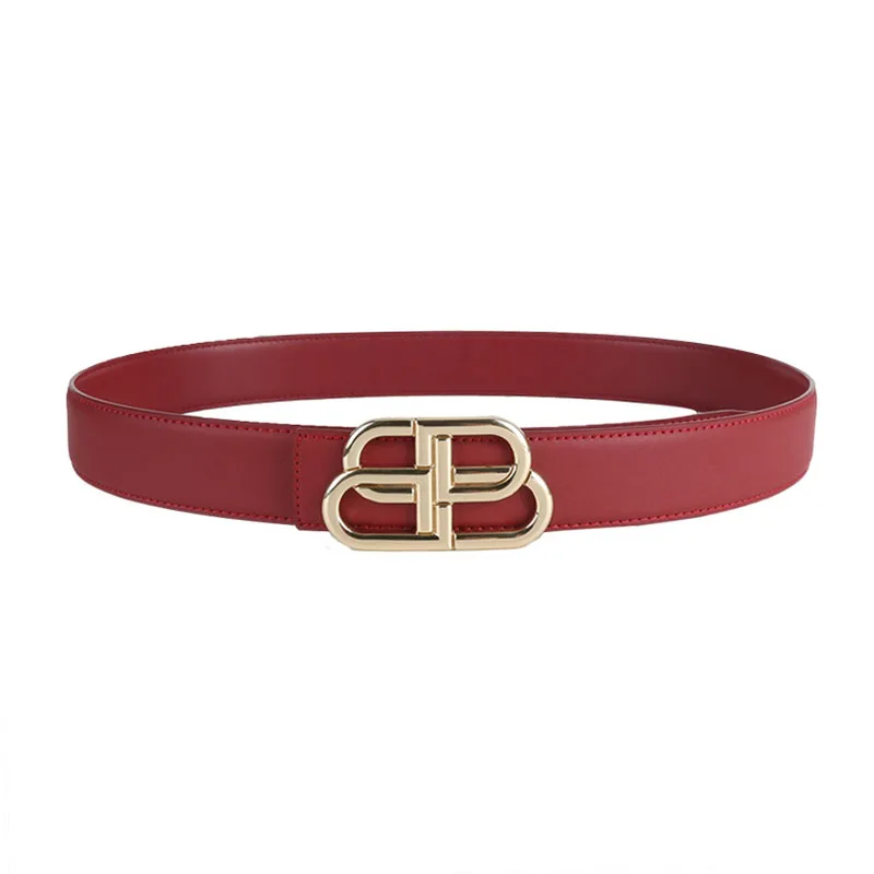 Cintura da donna elegante e casual in pelle con doppia fibbia stile cintura con lettera larga per uomo donna