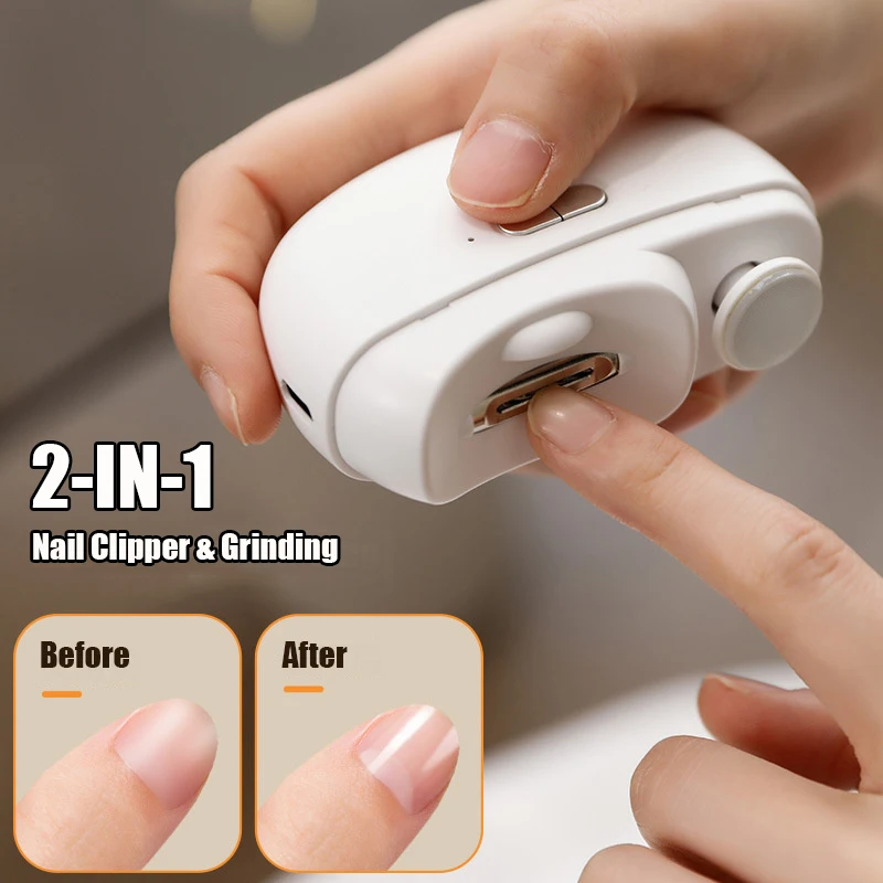 Electric Nail Clipper Upgrade 2 in 1 Automatic Nail File Trimmer With Polishing 2 Speeds Baby Safety Fingernail Grinder