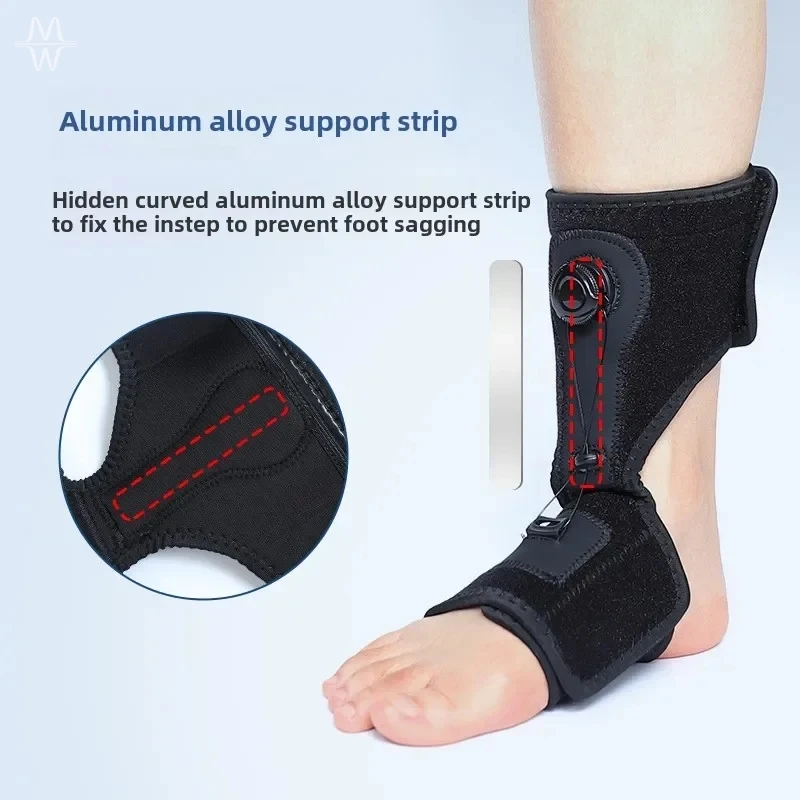 Dial Adjustable Wearable Ankle Foot Orthosis Built-In Support Strap For Foot Varus Valgus Plantar Fasciitis Walking Support