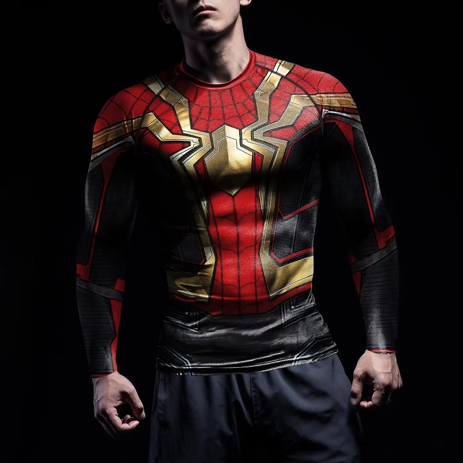 2026 Spider Graphic Vintage Print Compression Long Sleeve T Shirt Quick Dry Sports Fitness Workout Training Top Family Matching