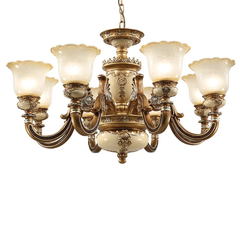 European-style Large Luxury glass Chandelier for Hotel lobby Living Room deco Resin Villa church hall vintage pendant Lighting