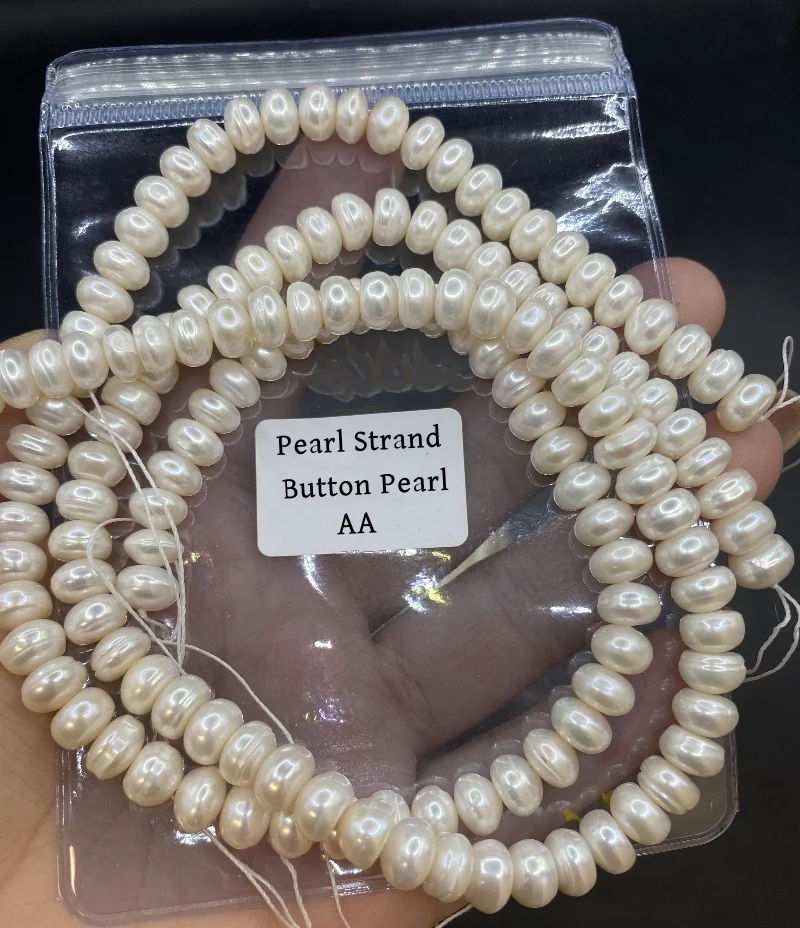 AA ريال لؤلؤ المياه العذبة الطبيعية الخرز زر شكل اللؤلؤ حبة فضفاض Perles DIY بها بنفسك الحرفية سوار قلادة صنع المجوهرات