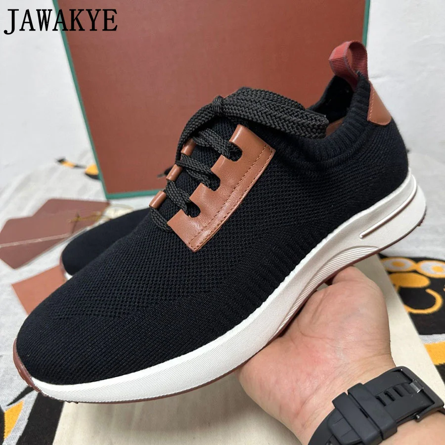 Women & Men\'s Knitted Sneakers Breathable Trendy Casual Shoes Luxury Brand Unisex Tennis Shoes Male Athletic Walking Shoes