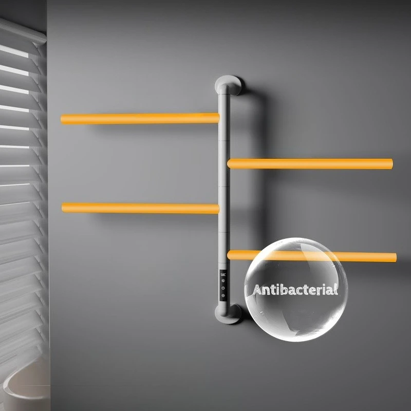 Stainless Steel Thermal Towel Rack Smart Carbon Fiber Heated Electric Rotating Cloth Holder Durable Waterproof Bathroom Hardware