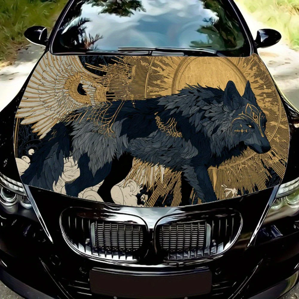 

Gorgeous Black Wolf print,car hood stickers,PVC waterproof Self adhesive car hood sticker,car hood decoration protection sticker