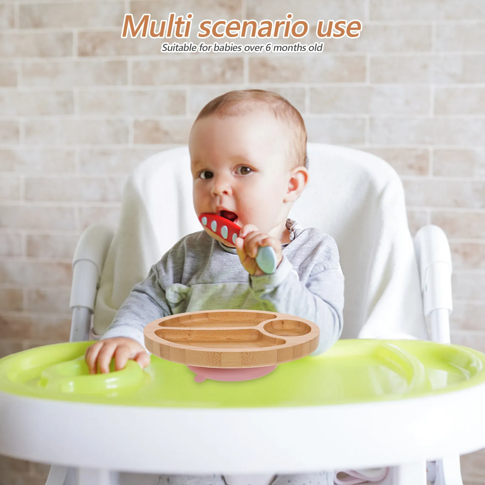 

Suction Bamboo Plate for Babies Divided Mealtime Dish Reusable Infant Feeding Bowl Ecofriendly Nonspill Design Easy Clean Finish