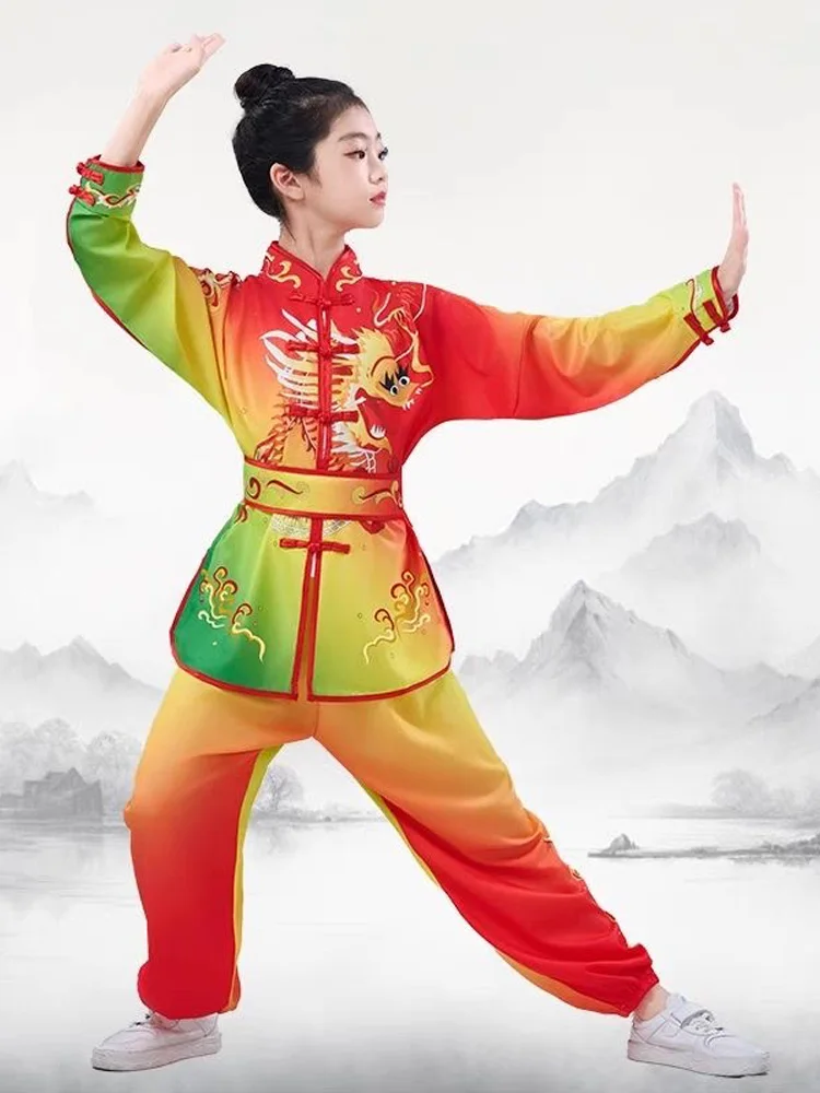 Stroje do sztuk walki Zestawy Wushu Dziecięce Cosplay Kung Fu Uniform Ubranka dla Niemowląt Chłopięcy Zestaw Tai Chi Strój Sceniczny Dziecięcy Strój Tang Dziewczęcy