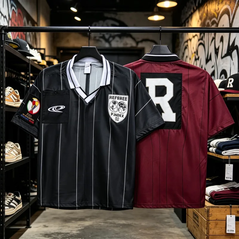 2026ss Protocol Striped Patchwork Short Sleeve T-Shirt High Street Patch Trendy Football Tee Tops