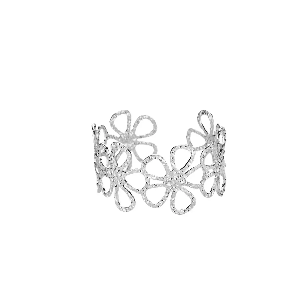 Bloem dikke opening armbanden voor vrouwen waterdicht roestvrij staal bloemen brede armband feest bruiloft hand sieraden elegant cadeau