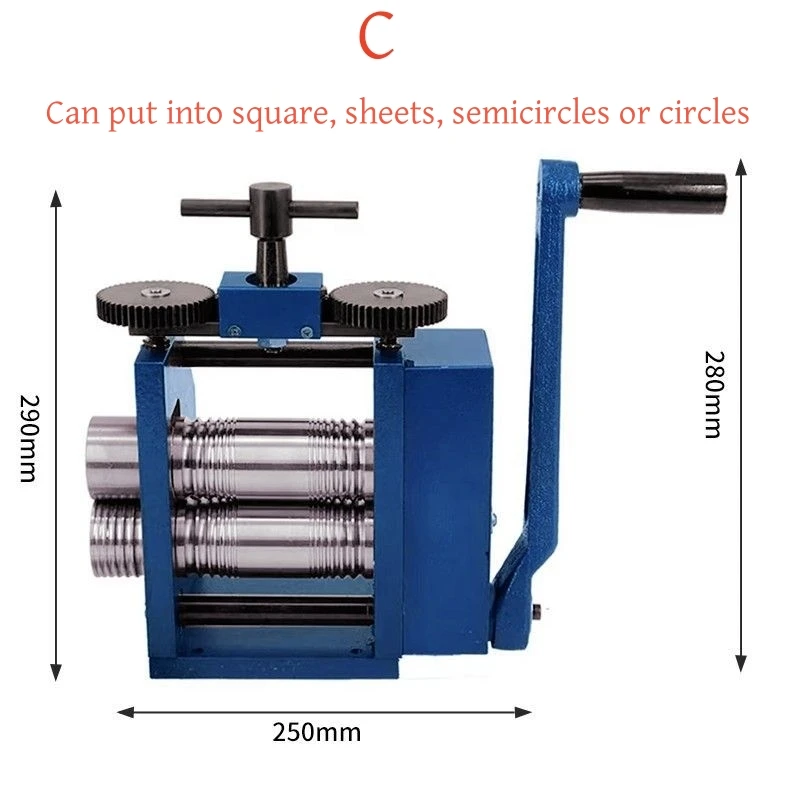 Mini Goldsmith Gold Jewelry Rolling Mill Two Roll Mill Machine With 1:2.5 Gear Ratio Sheet Square Semicircle Pattern Wire Roller