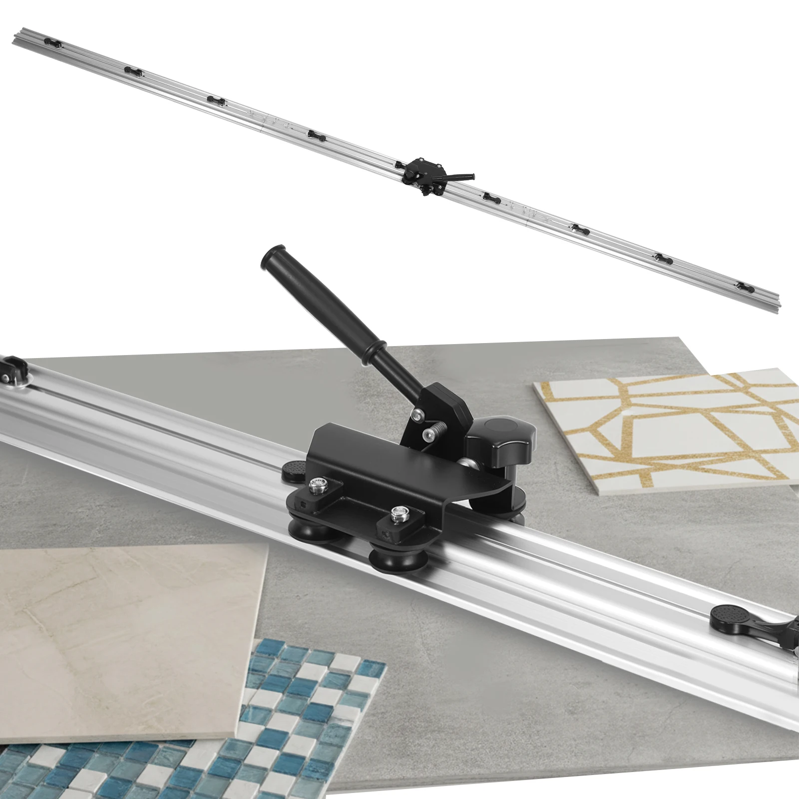 

Резак для керамогранита и керамической плитки 106 дюймов для плитки толщиной до 0,47 дюйма со встроенными присосками для крупноформатной плитки