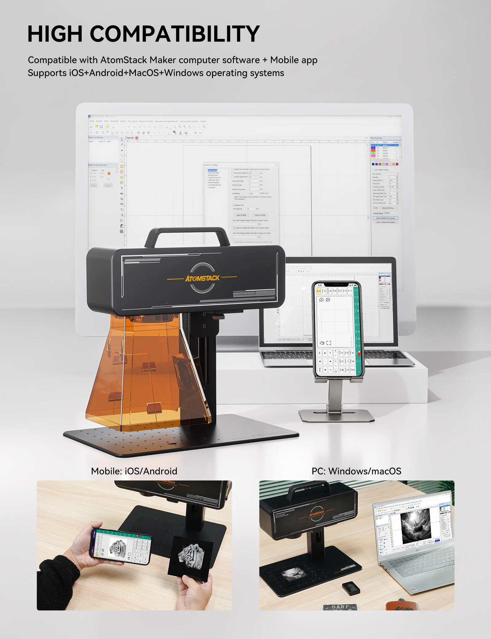 Atomstack M4 Pro 2-In-1 Infrarood/Diode Markeermachine 100X100Mm Twee Optische Modus Nauwkeurige Positionering Snel Graveren Metalen Plast