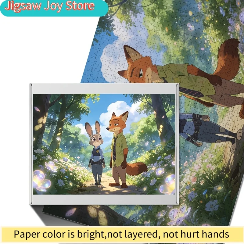 Puzzle de 1000 pièces Disney Zootopia Judy Hopps et Nick Wilde, divertissement familial, casse-tête pour adultes, jeu de puzzle, idéal