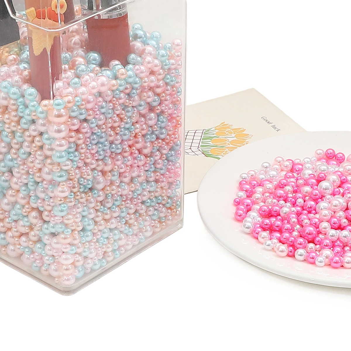 200-1000 шт. красочные круглые свободные бусины разных размеров без отверстия, бусины из АБС-пластика с имитацией жемчуга для поделок, материалы для изготовления ювелирных изделий своими руками