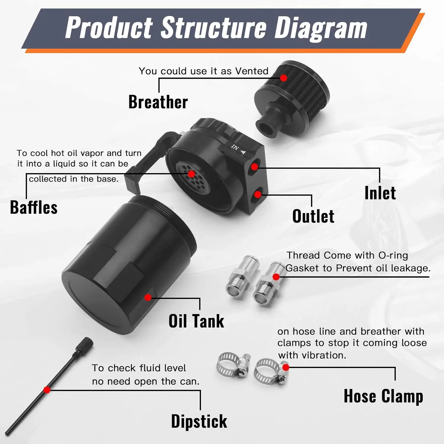 범용 배플 알루미늄 오일 캐치는 브리더 필터 OCC-1020A가 있는 저수지 탱크 오일 탱크를 할 수 있습니다.
