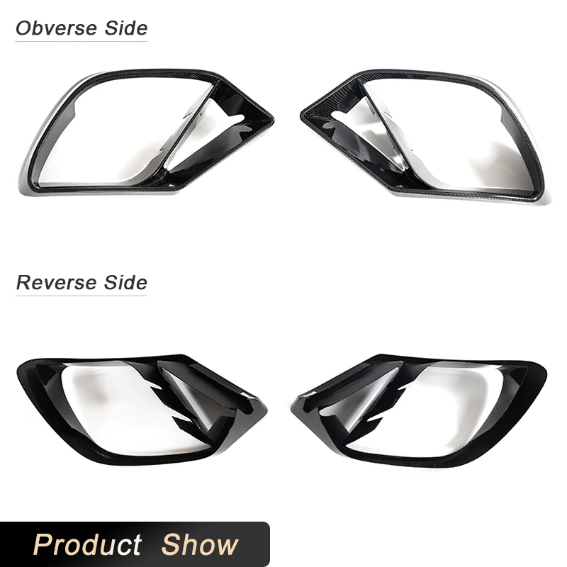 ألياف الكربون سيارة الضباب ضوء تنفيس الهواء الزخارف لمرسيدس بنز AMG GT43 GT50 GT53 هاتشباك 2019-2022 المصد الأمامي غطاء مصباح الضباب #4