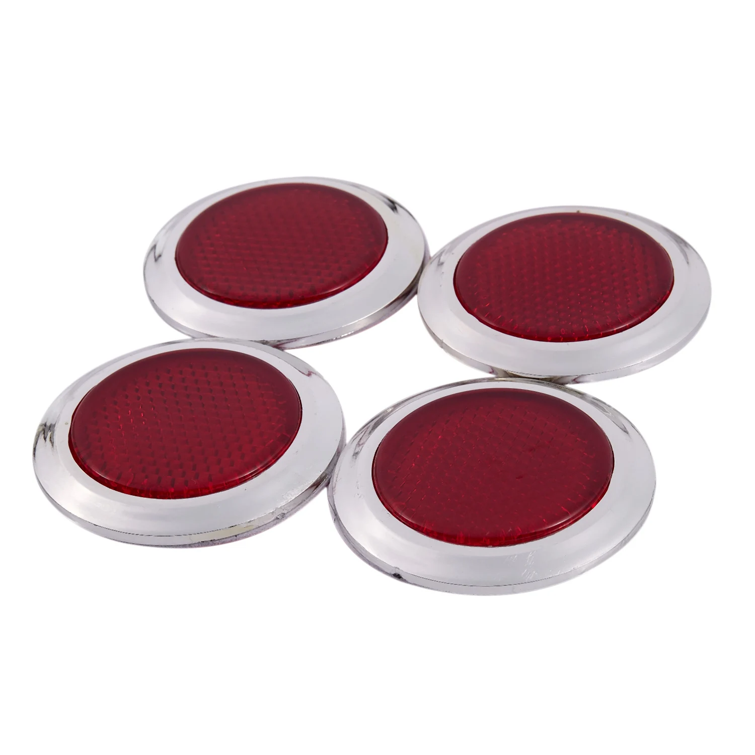 4 Pcs Auto Car Plastic Round Reflective Reflector Sticker Red