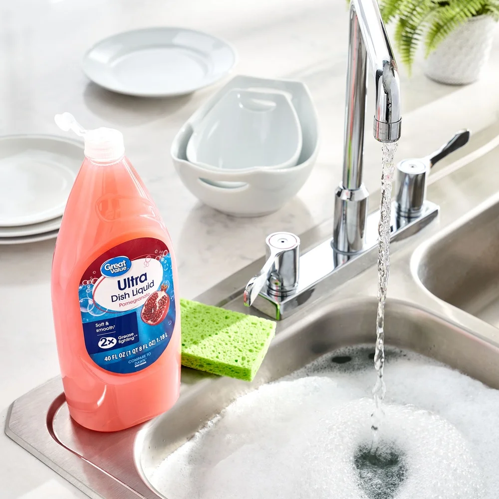 سائل غسيل الأطباق فائق التركيز، 3 عبوات من رائحة الرمان 40 أونصة سائلة، تركيبة ناعمة وناعمة، شحم قتال الأمواج