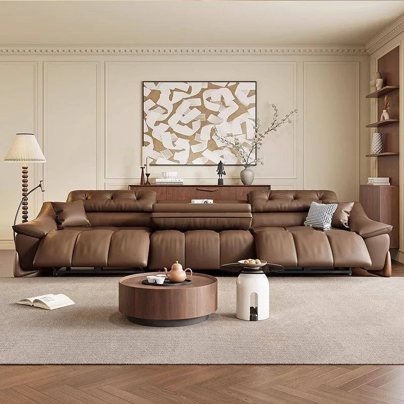 Leather living room multi-functional electric sofa modern simple first-class smart leather sofa
