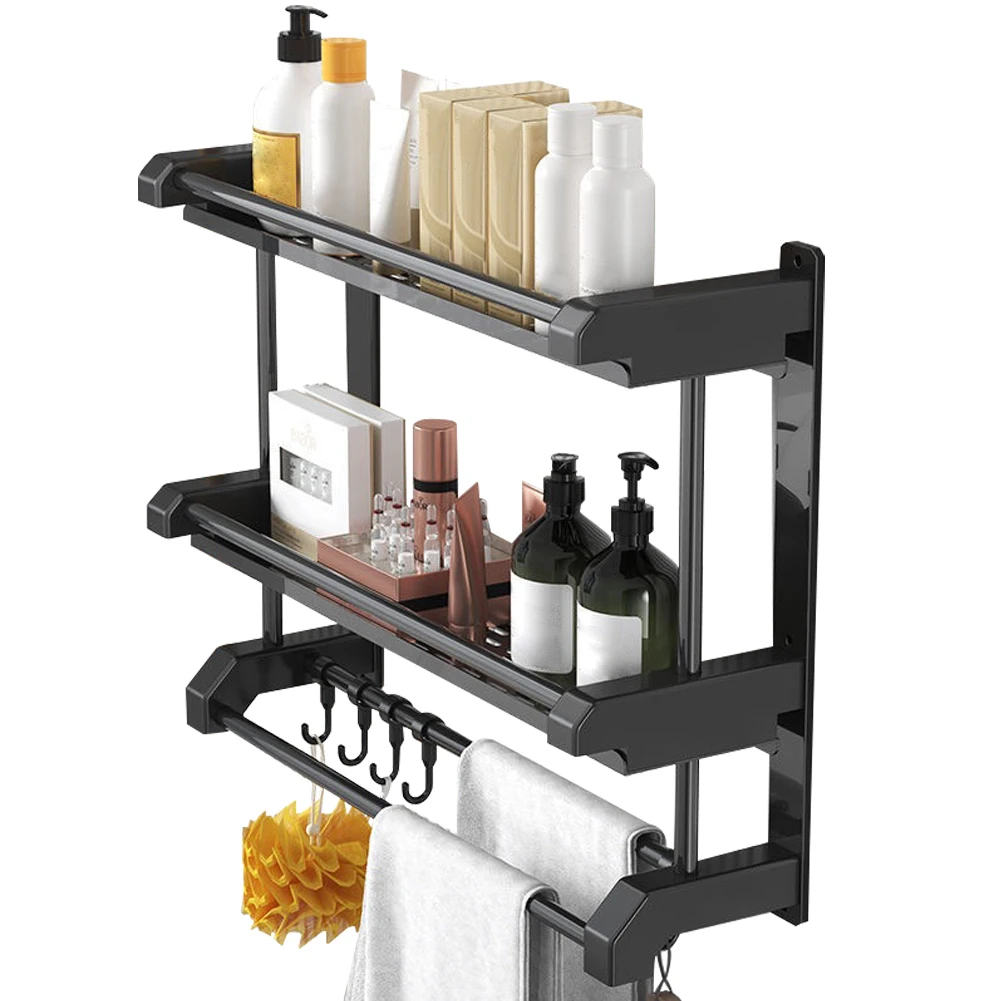 Bathroom Storage Rack Wall-mounted Stainless Steel Towel Rack for Toilet Bathroom Kitchen Hanging Accessories Double Layer