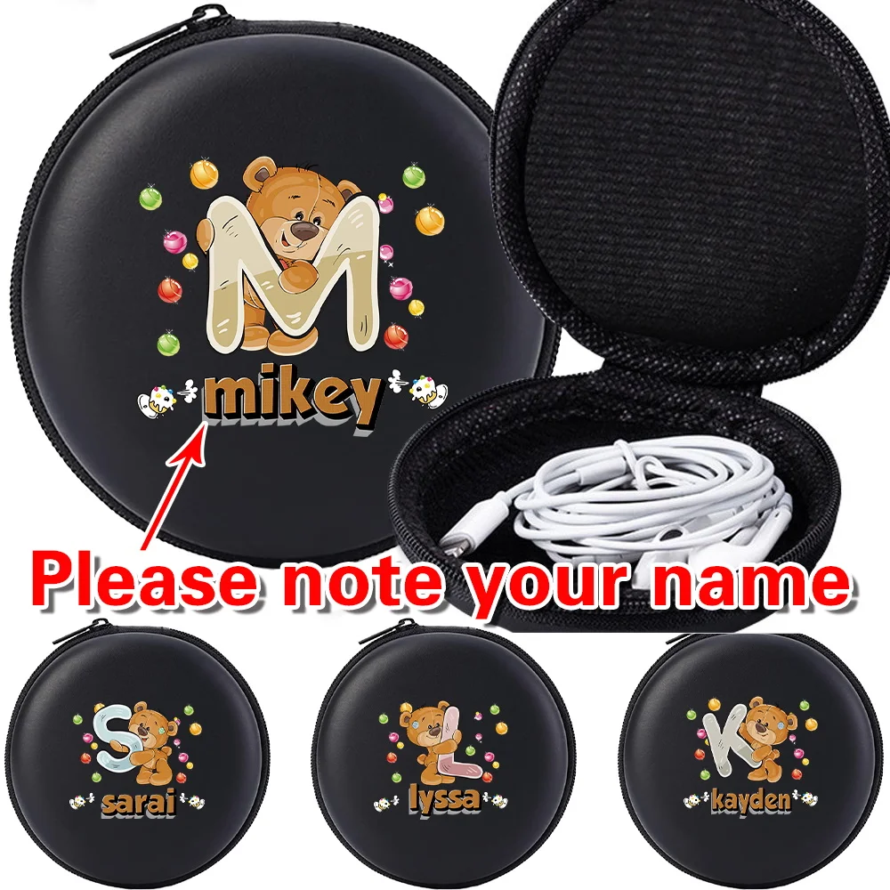 Personalized Customized Name Rotundity Zipper Boxes Portable Data Cable Storage Cases Headphones Storage Custom Products