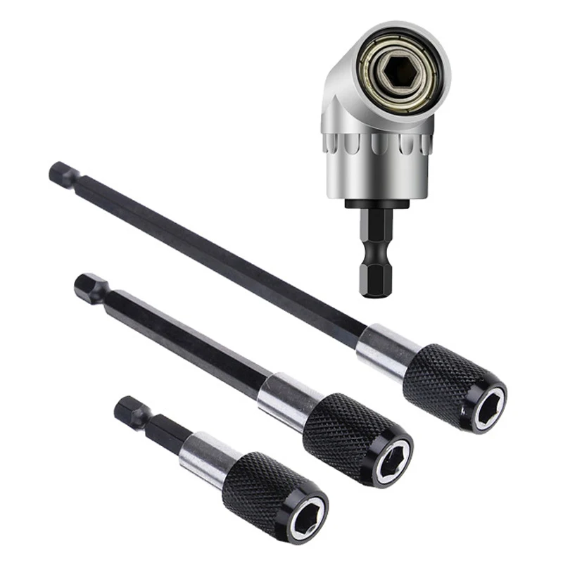 

1/3/4Pcs 1/4" Hex Shank 105 Degree Right Angle Drill Socket Adapter Quick Release Magnetic Extension Rod Nut Drill Bit Holder