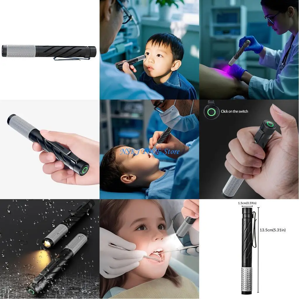 

L8RC Portable Emergency Torch Pocket Sized Travel Light 3 Color Rechargeable Flashlight LED Pocket Pen Light with Clip