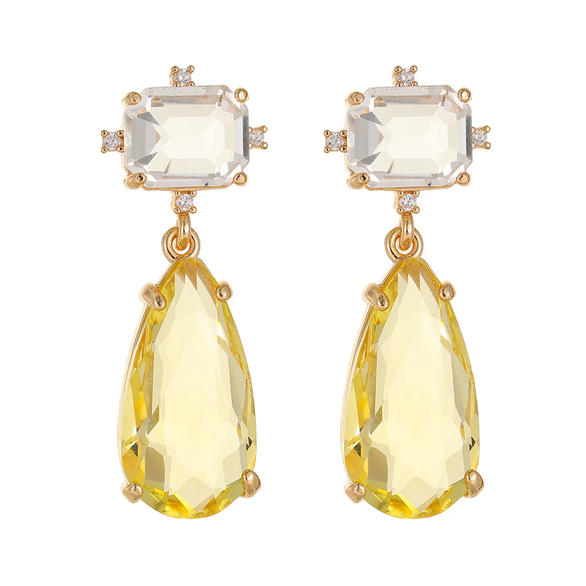 العصرية الكبيرة الوردي قطرة شكل استرخى أقراط للنساء الطازجة مشرق الأصفر قسط كريستال أنثى الزفاف اكسسوارات الحفلات السائبة #5