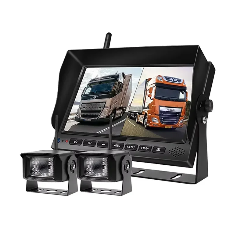 AlwayCare DP240-1 Wireless IPS OLED TFT LCD 7 Inch Quad Rear View Reversing Camera Kit USB 150m Outdoor AHD for