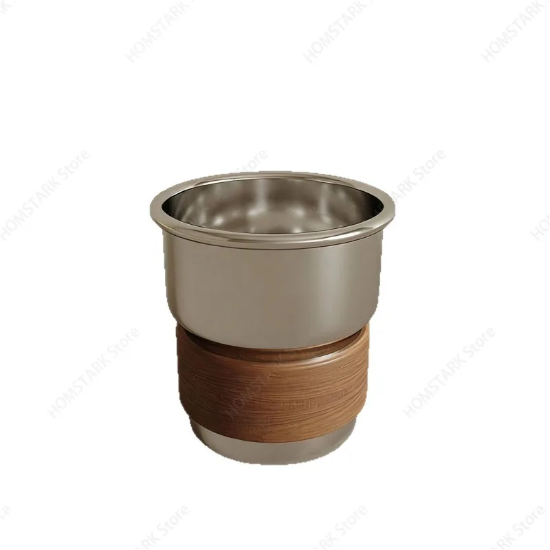 Vintage Walnut Stainless Steel Toothbrush Cup, Antibacterial Mildew Resistant Couple Mouthwash Cup for Home Bathroom Use