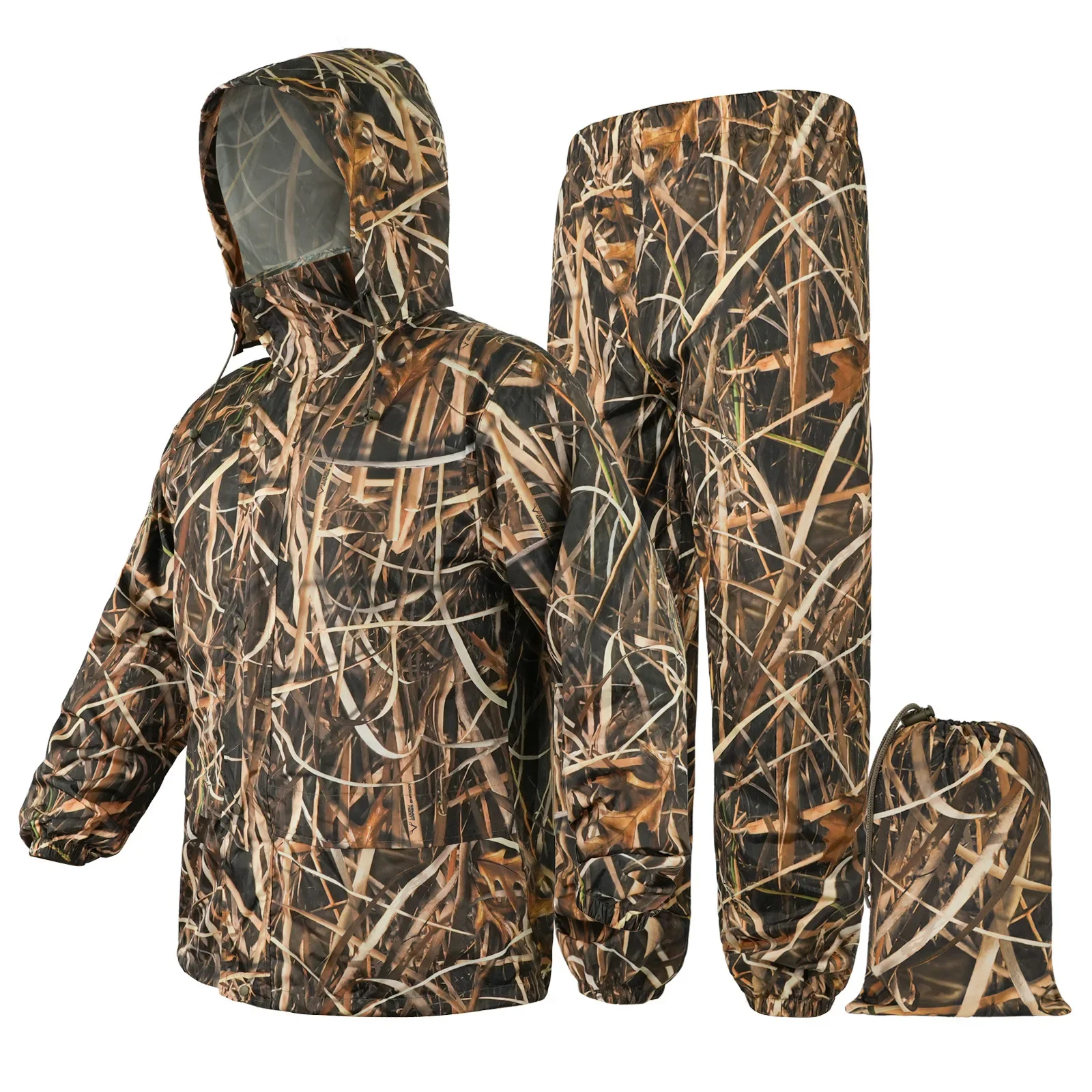 

Camouflage Folding Raincoat Set Portable Travel Rain Suit Hunting Poncho Waterproof Goods for Fishing Motorcycle Storm Jacket