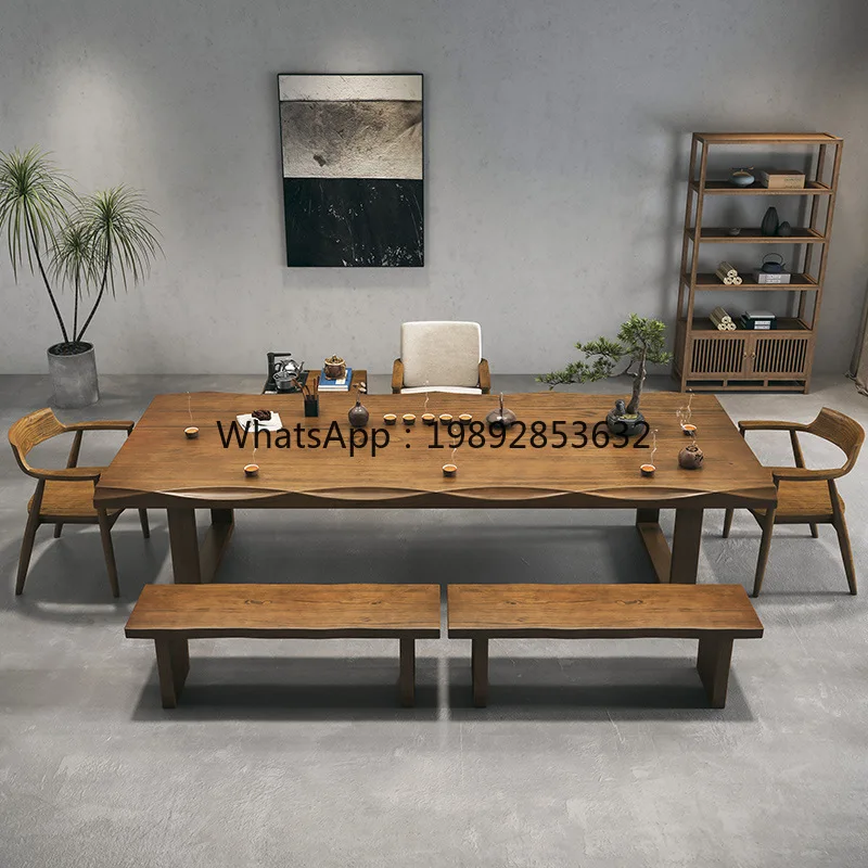 YFY Solid Wood  Office Meeting  Brewing  Large Board   Home Use Natural Wood   and Chairs