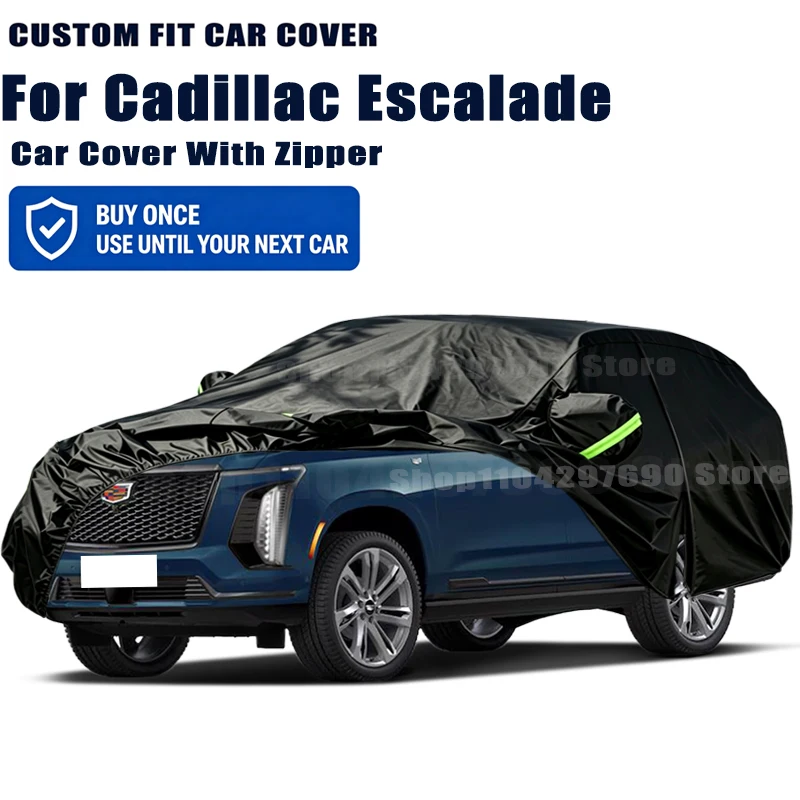 For Cadillac Escalade Outdoor Full Car Cover With Zipper Snow Cover Sunshade Waterproof Dustproof Exterior Protection