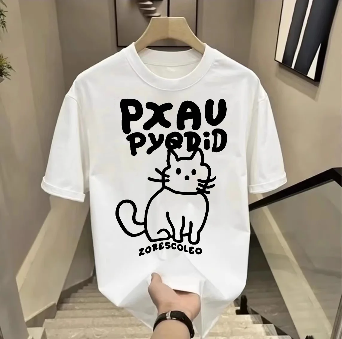 

Креативный дизайн, плотная футболка унисекс в гонконгском стиле, модная, с принтом, с круглым вырезом, топ