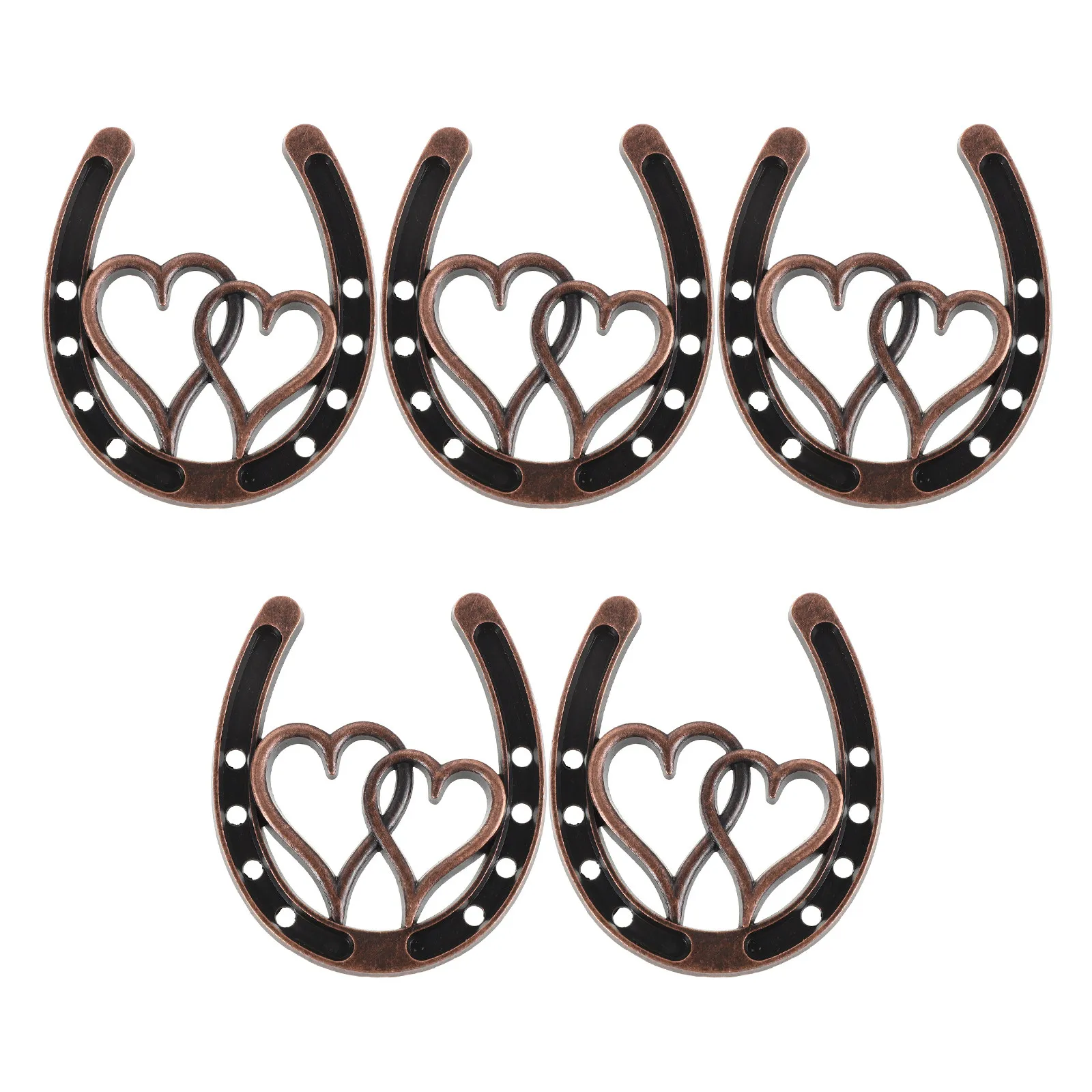 5Pcs Heart Horseshoe Wall Decor Rustic Alloy Hanging Sculpture Equestrian Lucky Farmhouse Bedroom Ornament Wall Horseshoe Art
