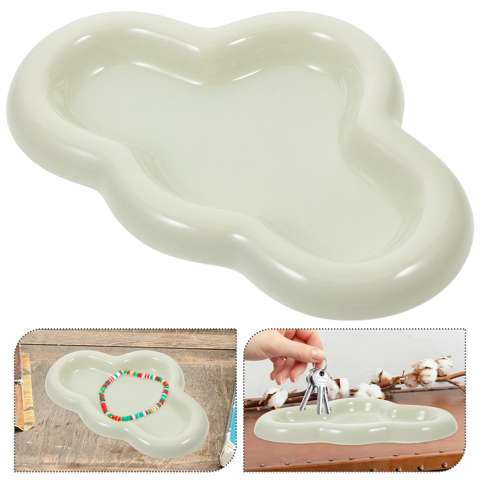 

Cloud Shape Ceramic Jewelry Holder Cute Rings Tray Trinkets Dish Decorative Catchall Plate Earring Organizer Plate Key Bowl For