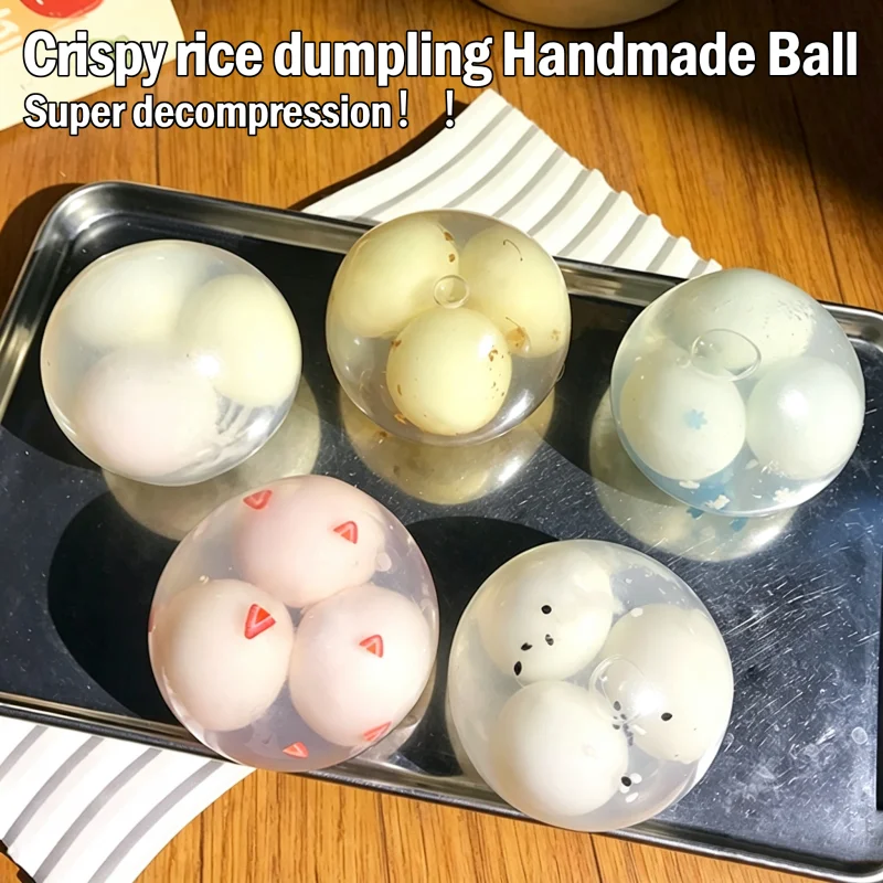 Tangyuan Pectin Crispy Rice Squeeze Ball Macaron Strawberry Sesame Random Style Anti-Anxiety Mood Relief Sensory Adult Toy Gift