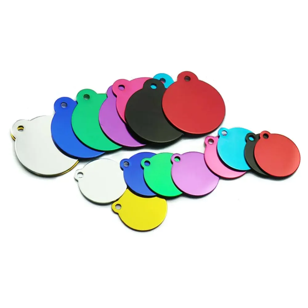 Wholesale 20pcs Pet Dog Cat Tag Id Aluminum Phone Telephone Supplies Alloy Round Shape Charm Pet Tags DIY Tags Pet Shop Tags Dog