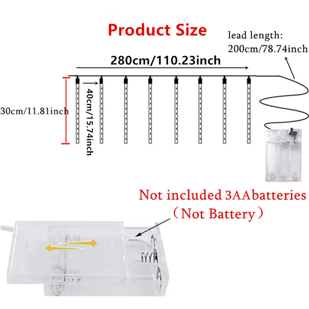 طاقة البطارية LED أضواء 30 سنتيمتر LED النيزك دش المطر سلسلة أضواء الشارع عيد الميلاد الديكور المنزل في الهواء الطلق حفل زفاف ديكور #5