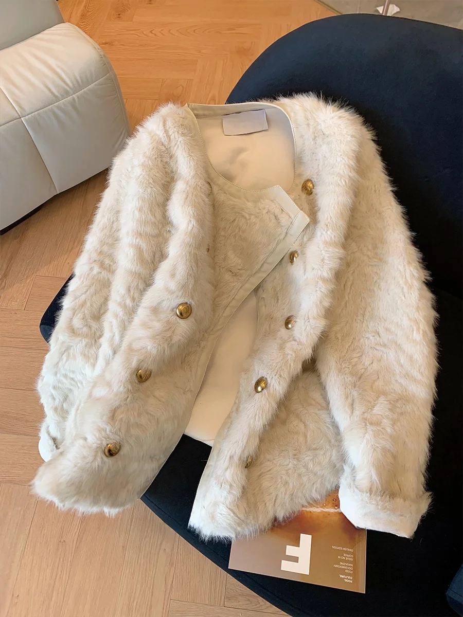 Elegant Short Fur Jacket Women's Premium Simulated Leatherette Coat Spring 2026 Loose Fit Versatile Stylish Warmth Windproof