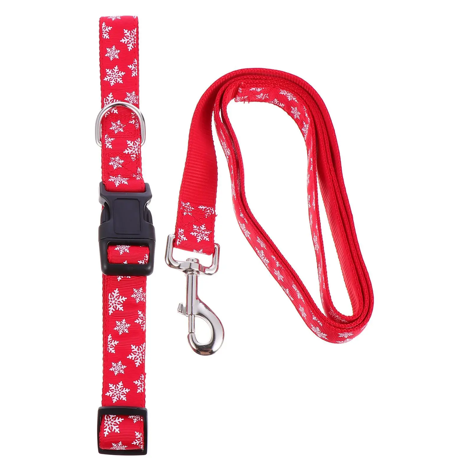

1Set Festive Snowflake Pattern Dog Collar and Leash Set Adjustable Pet Walking Rope for Christmas Holiday Outdoor Use