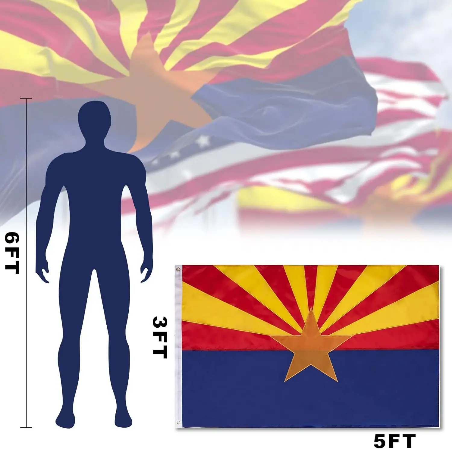 Flagnshow 100% Noly America USA Arizona State Flag