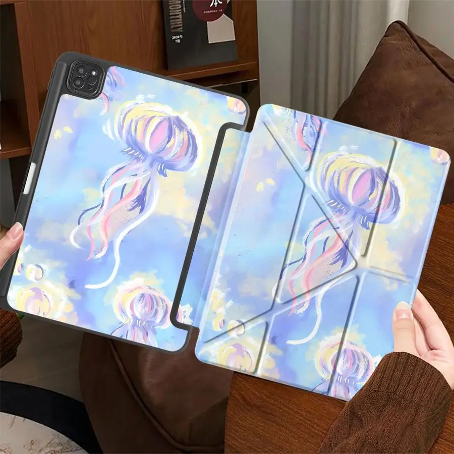 

Colored Jellyfish Holder Cover Tablet Case For iPad Pro 11th 10th 9th 8th 7th 12.9inch Pro 2025 Air 4 5 M3 M2 M4 11inch Mini 6 7